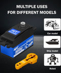 Beefy 20kg Low Profile High Torque Metal Gear Digital Servo With 25T Arm For 1 8 Scale 1 10 Scale 1 12 Scale RC Cars And Robots Set Of Two Smooth Quick Response Durable Metal Gear For DIY Model Builds. low-profile digital servo with 25T arm for car, ship, and robot models