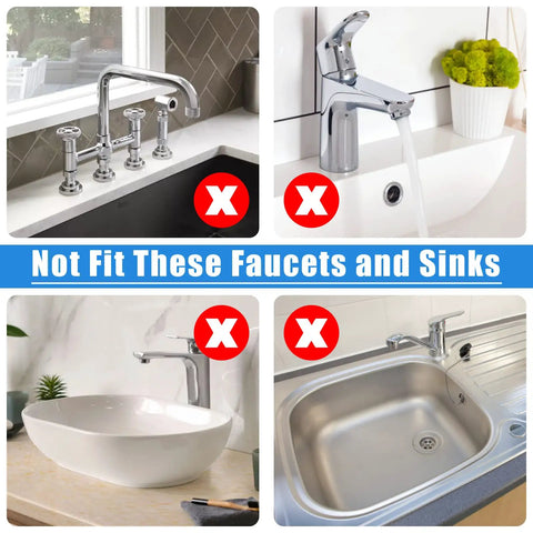 Silicone Faucet Splash Guard Mat For Kitchen Sink, Drip Catcher Tray To Keep Counter Dry, No Mess, Faucet Handle Drip Tray, Draining Design, Fits 2.50 Inch Single Faucet Hole, Gray not compatible with shown faucets and sinks.