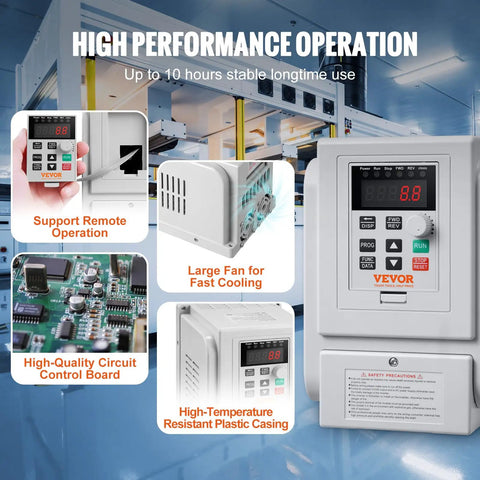 Beefy 3HP VFD Inverter For AC Motors 2.2KW 10A 1 Phase 220V To 240V Input To 3 Phase 220V To 240V Output 0 To 400 Hz Variable Frequency Drive With Soft Start And Slick Speed Control, white control panel