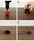 Installation of 2 Pack Desk Grommet 2 Inch 50 Mm Hole Cover For Cables Black Desk Cord Hole Cover With Hole Saw Drill Attachment and Cable Ties