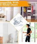 12 Pack Bifold Door Hardware Kit For Closet Doors Replacement Parts Including Track With Guide Wheel For Seven Eighths To One Inch Size Three Eighths Inch Pivot Top And Bottom Brackets For Folding Sliding Barn Doors in various use scenarios