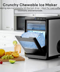 Quiet Nugget Ice Maker For Countertop With 44 Lb Daily Capacity, Rapid 15 Minute Ice Production, open showing ice inside