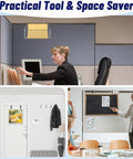 Over The Door Hooks For Office Cubicles 4 Pack Durable Metal Hangers used in office and home settings, holding files and decor.