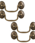 4 Pcs Antique Bronze Drop Bail Drawer Pulls Vintage Vibes For Cabinets Closets And Furniture Small 3.3 Inch Center Hole 4.5 Inch Total Length With Screws