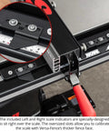 Detail of Heavy Duty Featherboard Mount For Table Saw, showing scale indicators and calibration with Versa Fence.