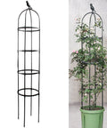 6ft Obelisk Garden Trellis for Climbing Plants Rustproof Metal Pipe with Heavy Duty Plastic Coating, Adjustable Height Black