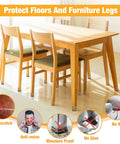 Dining set with four chairs using Upgraded 24 Pack Silicone Chair Leg Caps With Felt Pads, Clear No Slip Easy Glide Furniture Protectors.