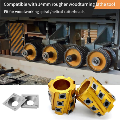 Knockout 14 X 14 X 2 Mm Square Carbide Inserts For Woodturning And Helical Planers With Tough Tungsten Indexable Blade Upgrades, showing lathe tool compatibility.