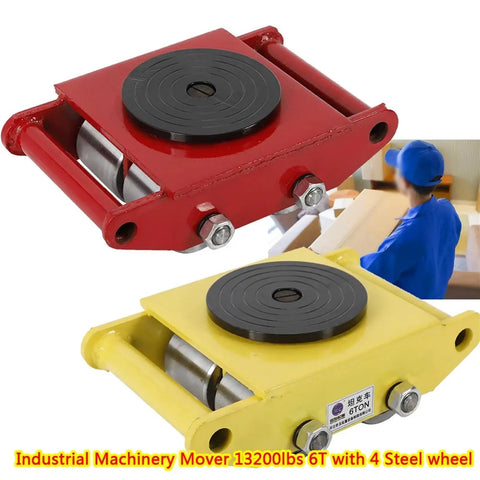 Heavy Duty Machinery Mover Skate 6 Ton Industrial Dolly With Steel Wheels for easy transport of heavy machinery.
