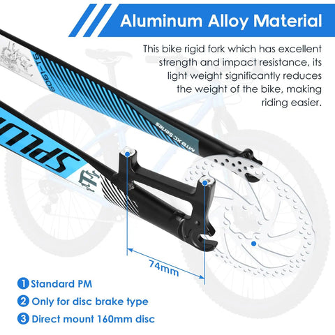 Rigid Mountain Bike Forks For 29 Inch Wheels Threadless One And One Eighth Inch Straight Steerer 39mm Offset 100mm Hub