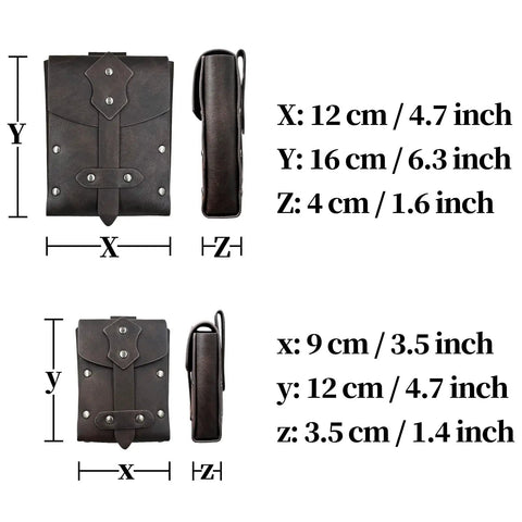 Slick Embossed Faux Leather Medieval Alchemy Waist Belt Set With Secure Wizard Potion Vial Holders dimensions and size chart