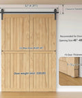 52 Inch Bi Folding Sliding Barn Door Hardware Kit Heavy Duty Track Roller System For Up To 24 Inch By 2 Doors, installed view