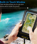 Using phone inside Two Pack Marine Waterproof Phone Pouches XL For Beach, Boat, Kayak And Poolside Adventures, Floating IP68 Case