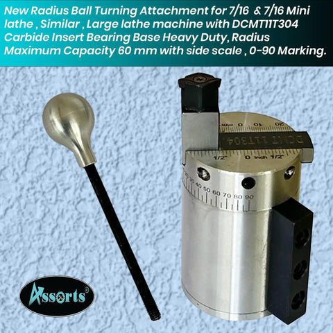 Pro Grade Radius Ball Turning Attachment For 7x16 Mini Lathes And Similar Machines, Heavy Duty Tool, DCMT11T304 insert, 60 mm capacity