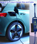 Solid Metal EV Charger Wall Mount Holder Adjustable Universal Electric Vehicle Charging Box Organizer Cord Rack securely holds charging cable.