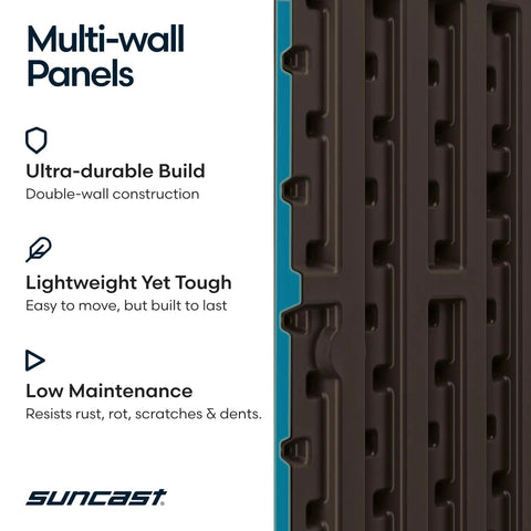 Multi-wall panels feature of Java Resin 22 Gallon Outdoor Deck Box Weatherproof Storage Bin For Cushions Tools Towels And Pool Gear Ideal Heavy Duty Patio Organizer For Decks Porches Backyards Gardens And Yards.
