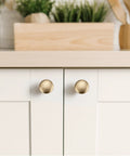 Champagne Bronze Cabinet Knobs 1-1/6 Inch Solid Zinc Alloy With Brushed Brass Finish 25 Pack Long Lasting Scratch Resistant Door Handles Easy Install For Kitchen Cabinets And Furniture Boss Look on white cabinet doors