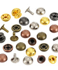 Assorted rivets from 150 Piece Leather Rivets Set With 12x6mm Round Dome Rivets And Mushroom Rivets, suitable for various DIY projects.