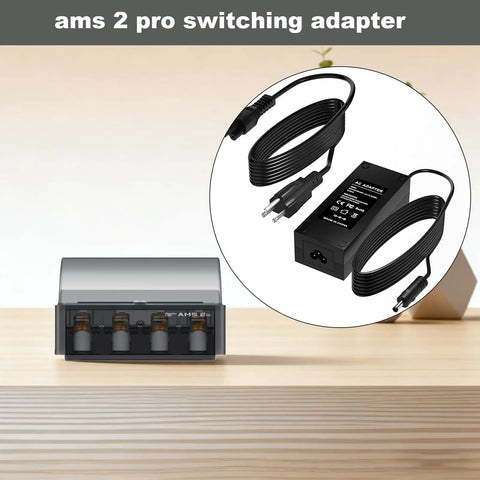 2 Pro Switching Adapter 24V Power Adapter For Bambu Lab AMS 2 Pro Automatic Material System, plug-and-play black cord