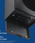 Close-up of Dusk To Dawn Outdoor Wall Sconce with built-in GFCI outlet, black barn light fixture, waterproof design