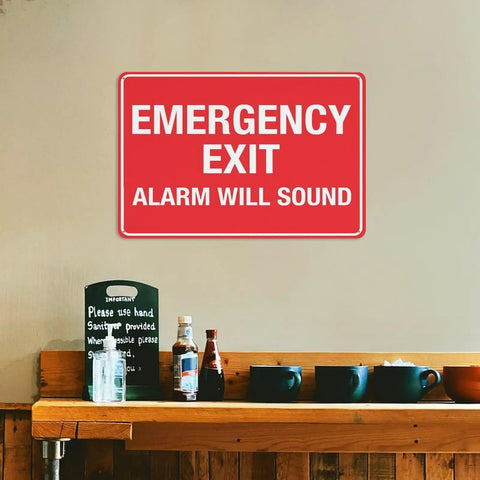 Emergency Shutoff Aluminum Warning Sign 8x12 Inches, Rustproof Multicolor Safety Plaque For Industrial Plants Gas And Liquid Supply Control Zones, High Visibility, Weatherproof And Durable, red wall sign