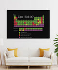 Can I Lick It Poster Funny Periodic Table Of Elements Wall Art Canvas 16x24 Inch Unframed in modern living room decor.