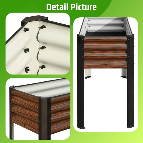 Detail view of 2 Pack Elevated Metal Raised Garden Bed With Legs 48 By 18 By 32 Inches Outdoor Planter Boxes, assembly close-up