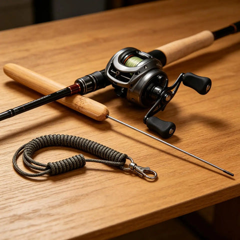 Two Pack Live Bait Threading Needle For Sea Fishing With Wooden Grip And Stainless Steel Handle Ergonomic Worm Baiting Needle Fast Baiting Capability Versatile Bait Handling Tool For Worms Lugworms And Saltwater, wooden grip and steel shaft on fishing rod