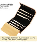 Gold Eyelash Extension Tweezer Set With Diamond Grip For Precision Lashes Pro Grade Tools 6Pcs with case and cloth