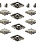 Kickass Diamond Shape Rivets With Screw Back Studs For Leather Crafting And Jacket Embellishment Heavy Duty Zinc Alloy decorative conchos.