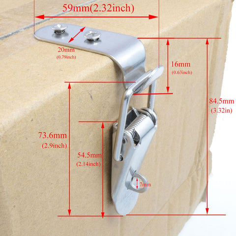 Heavy Duty Beefy 304 Stainless Steel 90 Degree Latch Kit on cardboard box