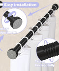 Heavy Duty Adjustable Tension Shower Curtain Rod 18 to 49 Inches No Drill No Slip Easy Install Matte Black Finish