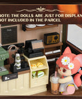 LED Coffee Shop Mini Model Kit for DIY Dollhouse Enthusiasts, featuring colorful cafe setup with accessories and adorable doll display.