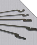 DIY Five Piece Blacksmith Tong Set Bundle For Newbie Builders flat lay on grey surface highlighting CNC laser pre-cut design