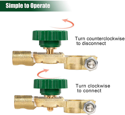 Top Post 12V Battery Disconnect Switch Isolator Kill Switch For Cars, Trucks, Boats, RVs, ATVs, Color Coded Green Red Knob