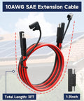 Beefed Up Heavy Duty 10 AWG SAE Extension Cable 3Ft Quick Disconnect Tinned Copper Wire With Polarity Reverse Adapter