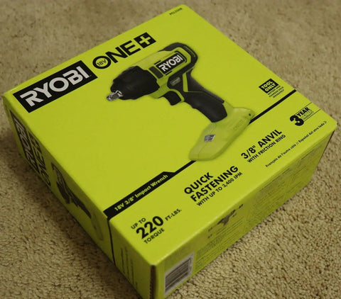 Box of 18V Cordless 3/8 Inch Impact Wrench Tool Only With High Torque, Lightweight Ergonomic Design, Black and Green