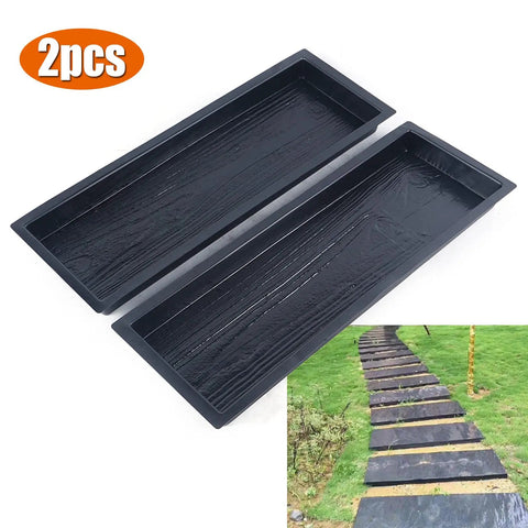 Two Pack Wood Grain Stepping Stone Molds For Concrete Garden Pathways Diy Patio Lawn Paving Kit With Wood Board Look.