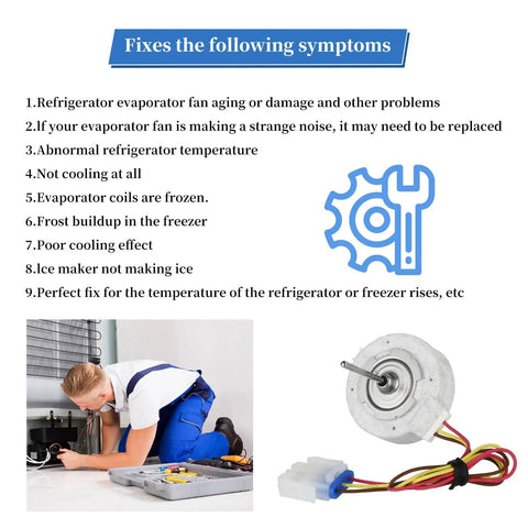 Refrigerator Evaporator Fan Motor Replacement For Frigidaire Kenmore Electrolux with installation guide and technician