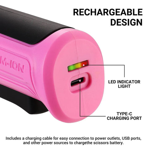 Total Game Changer Cordless Electric Box Cutter Rechargeable Power Scissors showing Type-C charging port and LED indicator light.