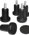 Heavy Duty Office Chair Leg Replacements High Profile Glide Caps set of five black caps with silver stems for office chairs