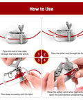 Installation guide for 150 Feet Pool Cover Cable And Winch Kit with Plastic Coated Steel Wire, showing step-by-step tensioning instructions.