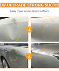 Before and after images using 2026 Upgraded Car Dent Repair Kit 3 Pack With Beefed-Up Dent Puller And Suction Cup Tools Paintless Car Dent Remover Set For Body Dents Includes Large And Small Pullers Built Tough With Rubber And Metal Build Orange showing dent removal on car doors.