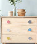 Colorful Wood Cabinet Knobs Set Of 12 1.5 Inch Diameter Cone Shape Drawer Pulls on dresser