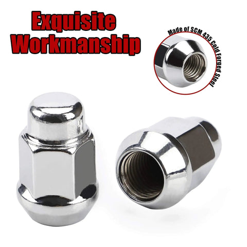 Chrome Bulge Acorn Lug Nuts Set M12x1.5 Thread 60 Degree Conical Seat 3/4 Inch Hex 1.4 Inch Long 20-Piece Wheel Lug Nut Kit.