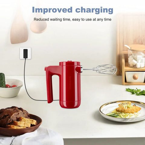 Snap Right Onto This Plug And Play Power Charger For Cordless Mixers And Blenders Fits Khmb732 Khbbv53 Khbbv83 Series with red mixer in kitchen