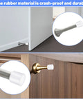 40 Pack Rubber Door Stop Tips And Caps 0.39 Inch Replacement Stoppers For Doors And Hinges, installed on door and wall, white.