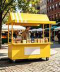 Rock Solid Mobile Vendor Cart With Weather Proof Canopy, Heavy Duty Iron Frame Street Food Stall for outdoor market selling food.
