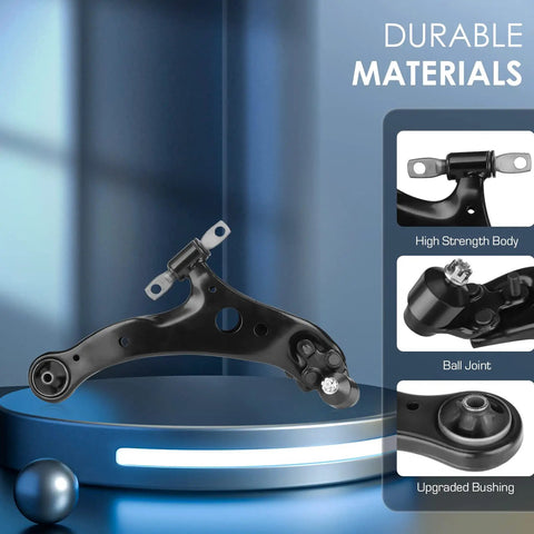 Toyota Sienna Front Lower Control Arm Suspension Kit Heavy Duty For 2004 2005 2006 2007 2008 2009 2010 Eight Piece Set With Front Lower Right And Left Control Arms Ball Joints Front Stabilizer Links Outer Tie Rod Ends Inner Tie Rod Ends, black control arm with upgraded bushing