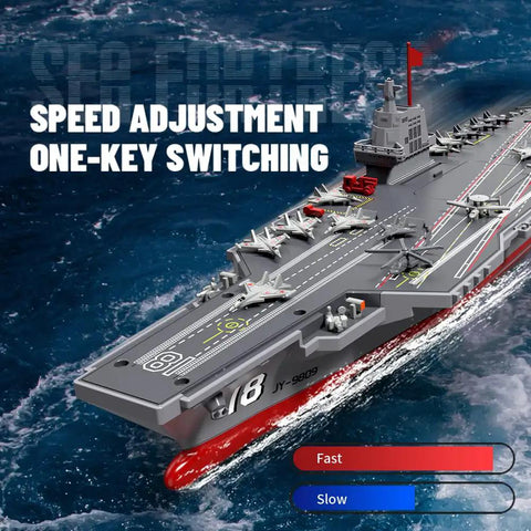 High Speed 16 Inch Warship RC Boat With Dual Rechargeable Batteries, 15 MPH Remote Control Battleship, speed adjustment feature